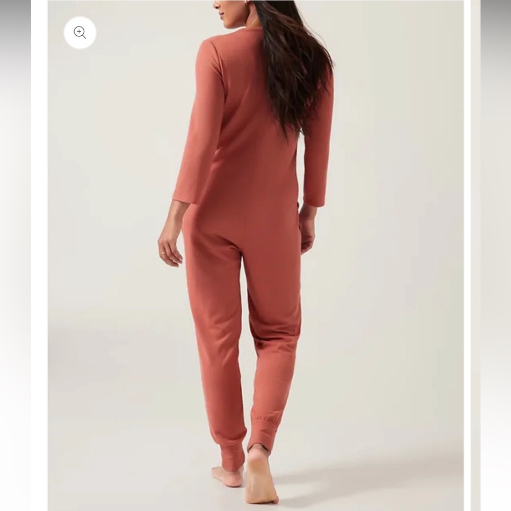 Athleta Wind Down Sleep Romper Terracotta Waffle Knit Size 3X - Picture 5 of 13